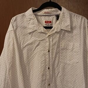 Wrangler Vintage‎ Wash Shirt Men's 2XL White Button Down Long Sleeve Casual